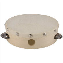 Tamborim de mão de 15 cm com sinos de metal, brinquedo musical de percussão para festas, karaokê e jogos infantis.