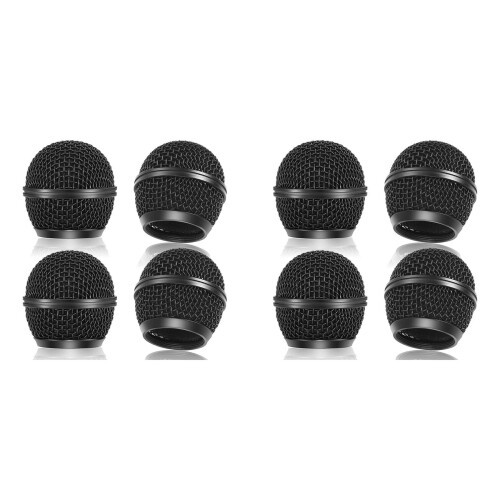 8PCS Mic Grille Replacement, Mesh Microphone Grill Head for Wireless Microphone & Wired Mics, Black