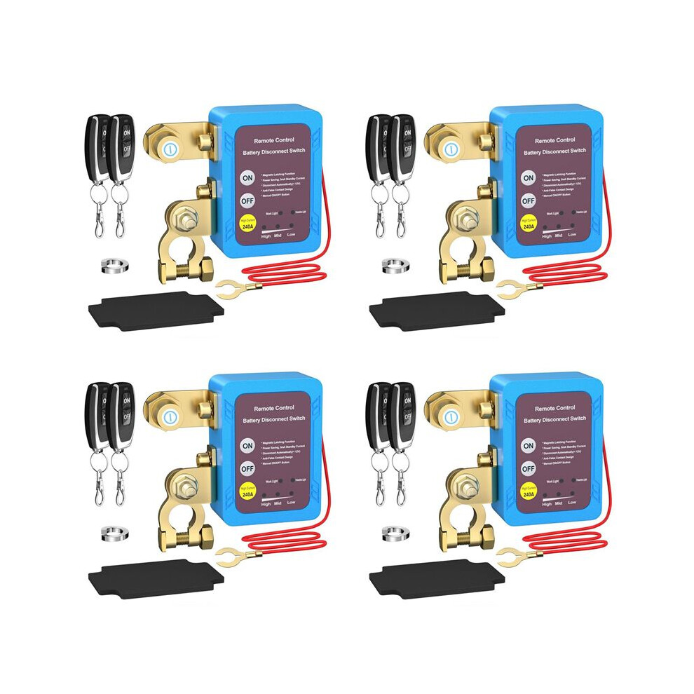 4X 12V 240A Remote Battery Disconnect Switch, Automatic Power Off Switch Car Truck Boat Remote Control Switch 6133340775162