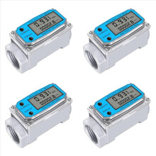 4X Digitale turbinewaterstroommeter Digitaal LCD-scherm met NPT-teller en FNPT-schroefdraad Gasoliebrandstofstroommeter (1 inch)