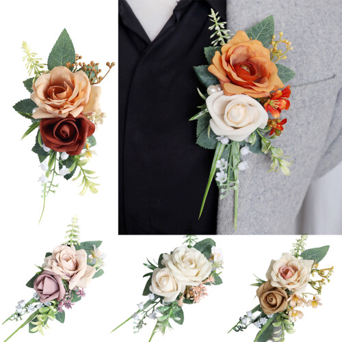 Elegante Brautjungfern-Corsage,-Champagnerorange Cornate 1