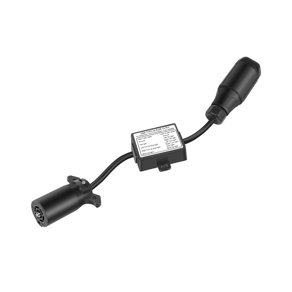 Usa To European Trailer Converter 7 Way Flat Socket (Us Vehicle) To 13-Pin Round Plug (Eu Trailer) Light 6133752308903