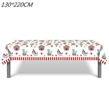 (Tablecloth 1pcs) Circus Carnival Birthday Party Supplies Set Plates Cups Napkins Tablecloth Balloons Banner For Animals Themed Party Decorations