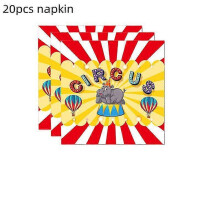 (Napkin 20pcs) Circus Carnival Birthday Party Supplies Set Plates Cups Napkins Tablecloth Balloons Banner For Animals Themed Party Decorations