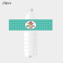 (Bottle label 24pcs) Circus Carnival Birthday Party Supplies Set Plates Cups Napkins Tablecloth Balloons Banner For Animals Themed Party Decorations