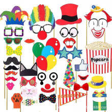 (Photo props 1set) Circus Carnival Birthday Party Supplies Set Plates Cups Napkins Tablecloth Balloons Banner For Animals Themed Party Decorations