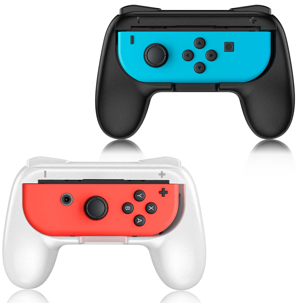 Ergonomic Nonslip Grip Handle 2Pack For Nintendo Switch Oled Joycon, Fits Switch Controllers And Black/White 9001264102814