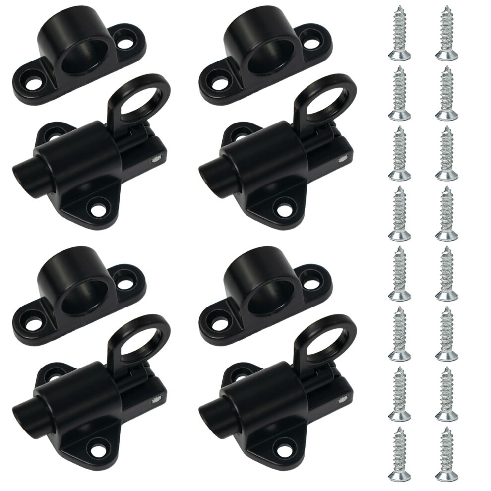4 Pack Heavy Duty Spring Loaded Gate Latch With Screws, Self Closing Lock For Gates And Cabinets, Black 9001264102999