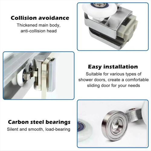 Curved Shower Door Rollers, 8Pcs Glass Replacement Wheels, for Bathroom 2