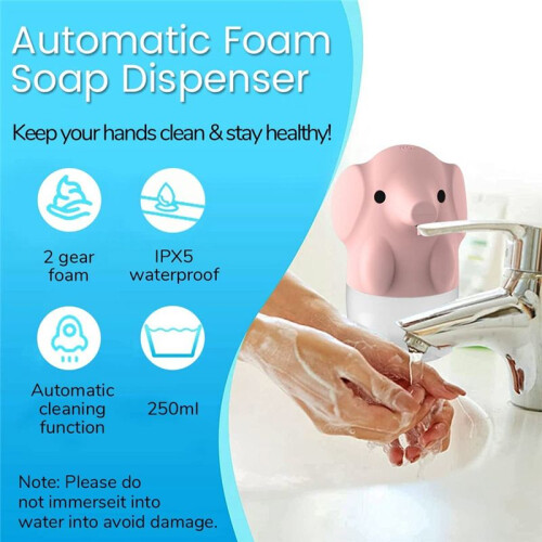 Automatic Soap Dispenser, Kids Foaming Dispenser Touchless Rechargeable, Cute Animal (White) 2