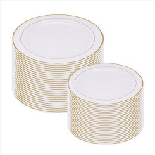 Gouden plastic borden - 25 wegwerpborden voor diner en saladefeest