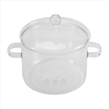 Glass Saucepan with Cover,Stovetop Cooking Pot Lid and Handle Simmer Clear Soup Pot, High Borosilicate 1900ML