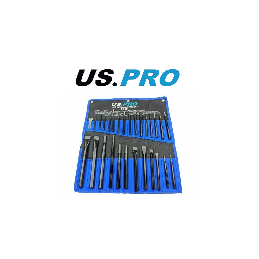 US PRO Tools 28pc Punch & Chisel Tool Set, Punches and Chisels 2232
