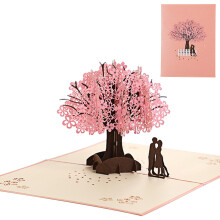 LaserCut 3D Cherry Blossom Pop Up Card, Handcrafted Wedding Keepsake, Pressed Florals, Japanese Spring Theme Gift Box