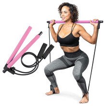 Ρυθμιζόμενες ζώνες αντίστασης Pilates Kit, Πολυλειτουργικό Pilates Stick για τόνωση και