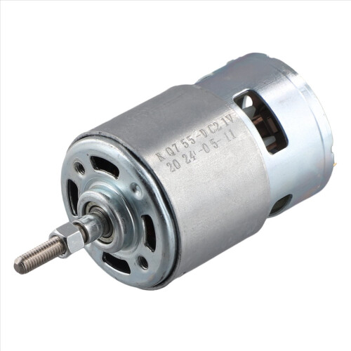 Motor DC 755 para aparador de grama 21V com eixo longo, corte e aparo eficientes.