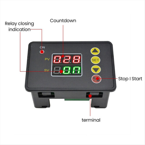 0-999s/Min/Hour DC 24V 480W Digital Time Delay Switch Relay T2310 Open Control Module Power Supply 2