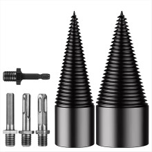 Rachador de lenha 42mm+32mm, Broca destacável para rachar lenha, haste hexagonal de aço preto, parafuso cônico.