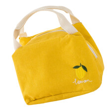 Large Capacity Cotton Linen Lunch Bag Thermal Leakproof-Yellow