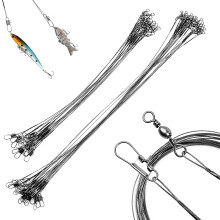 20Stück Stahlvorfach Hecht, 25und30cm Schwarz Fluorocarbon Vorfach Leader com Wirbel & Karabiner Spinnvorfach Vorfach Zum Spinnangeln