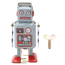 Robot dansant à remontoir vintage, jouet rétro à mécanisme d'horlogerie, design nostalgique, ornement robot classique en tôle, figurine de