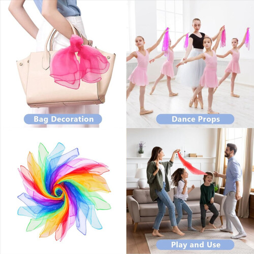 24 pezzi di sciarpe da giocoleria per bambini, danza, musica, ritmo, gioco, sete, movimento per bambini 1
