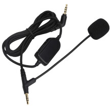 Microfone com cancelamento de ruído para headsets gamer, microfone unidirecional com espuma protetora contra vento e botão de silenciamento, cabo
