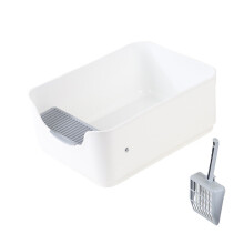 Spill Proof Detachable Cats Toilet With Sifting Scoops-White