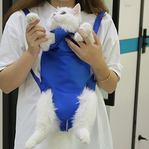 Cat bathing bag, scratchresistant nylon with zipper, adjustable restraint for washing, L. 2