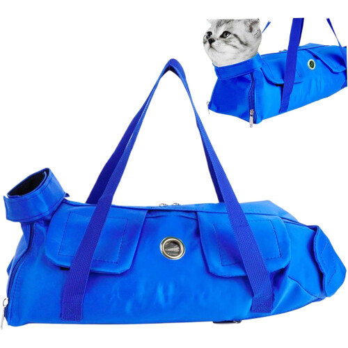 Cat bathing bag, scratchresistant nylon with zipper, adjustable restraint for washing, L. 1