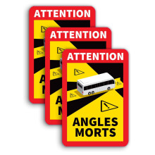 3Stück Toter Winkel Aufkleber, Magnetische Warnschilder Achtung, Attention Angles Morts Aufkleber, 17x25cm Wasserdicht Autoaufkleber mit UV Schutz