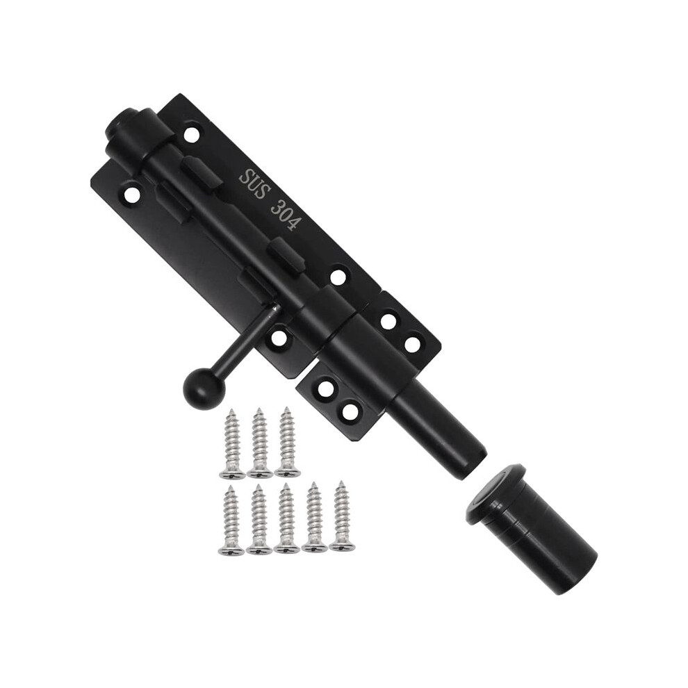 Heavy Duty Slide Bolt Gate Latch With A Padlock, Horizontal Floor Hardware And Lockable (Black,6 Inch) 4853316752813