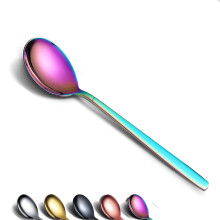Rainbow Tablespoons of 6, Stainless Steel Titanium Shiny Colourful Plate Soup Spoon Cutlery, Rainbow Soup Spoon Table Spoon Set E. Pack of 6 rainbows