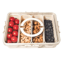 Snack Bowl with Lid, 4 Compartments for Sweets, Candy, Nuts, Fruit