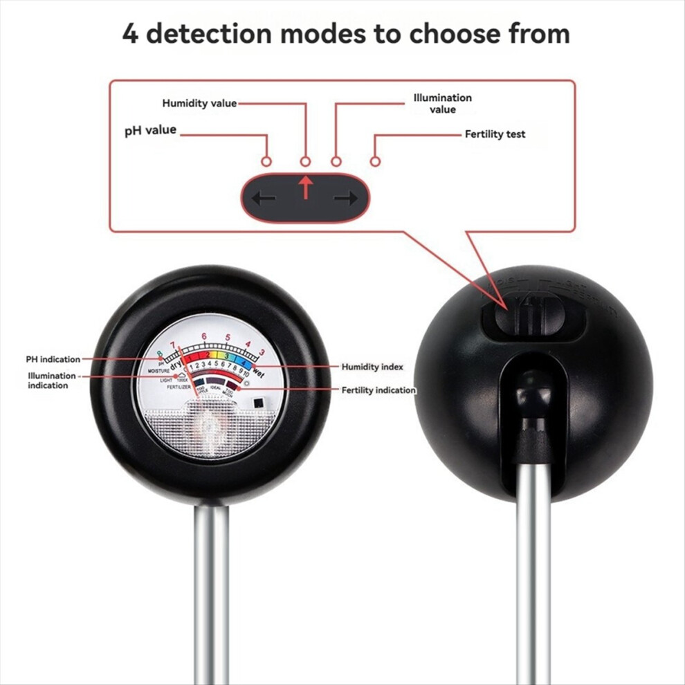 4-In-1 Soil Tester Humidity Meter Moisture, Sunlight, Ph & Fertility For Pot Plants, Greenhouses, Flowers&Farms 4853316751113