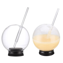 2 Pieces Creative Tube Cocktail Glass, 15 Ounce, Transparent Spherical Beverage Cups
