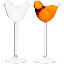Clear Bird Cocktail Glasses, Pack of 2, 150 ml, Birdshaped, Martini Goblet