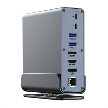 Docking station USB-C 15 in 1, hub verticale 4K HD con triplo monitor, RJ45 1000M, USB 3.0/2.0, PD 3.0, SD/TF per PC portatile