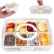 Snack Box with Compartments Plate Bowl for Veggie Fruits Nuts Biscuit