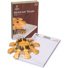 Set di accessori per domino del treno messicano Yellow Mountain Imports (centrotavola in legno da 5,8 pollici, centrotavola in metallo pressofuso