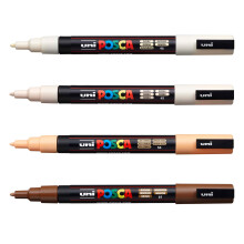Posca Farbmarker-Set mit 4 warmen neutralen Tnen; 3M feine Marker mit umkehrbaren Spitzen, Marker-Set mit Acrylfarbenstiften, Stiften fr Kunstbedar