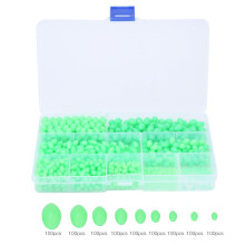 Set di perline da pesca, perline ovali in plastica morbida a bassa resistenza che si illuminano al buio, ideali per la pesca in acqua dolce e salata.