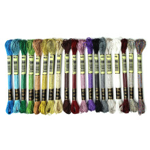 19 stuks metallic borduurgaren, veelkleurige floss, glittergaren, kruissteek