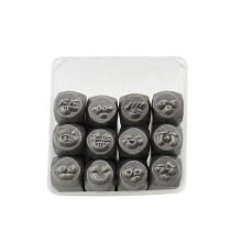 Metal stamp set, 3 mm, heart and animal stamp set, punching tool for printing on metal, leather, wood, punch, 12 pieces emotions