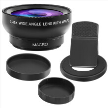 Objectif grand angle fisheye pour smartphone, grossissement 0,45x, avec clip macro pour objectif HD et caméra mobile