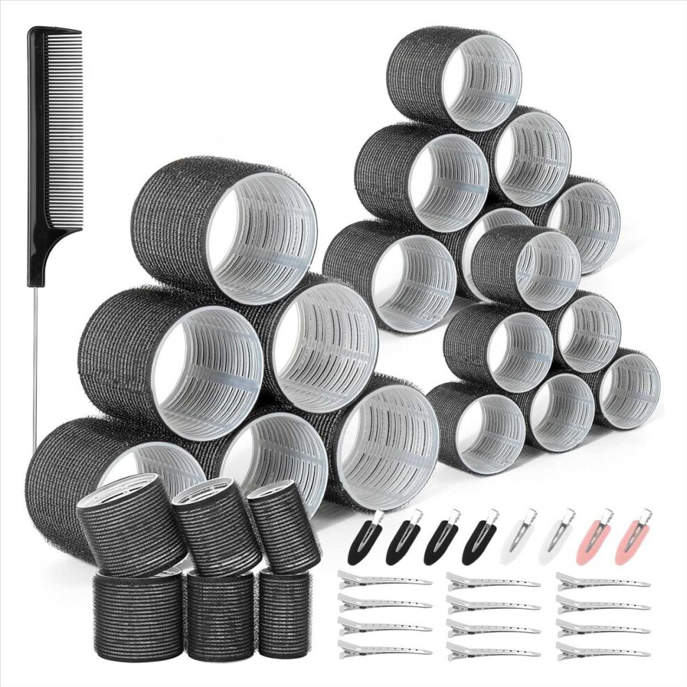43PCS Hair Curlers Rollers with Clips Roller 3 Sizes , Jumbo 12Duckbill