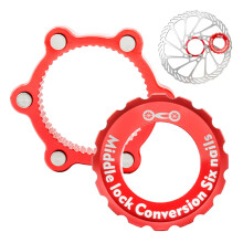 Centerlock on 6 bolts adapter disc brake hub spacers 6bolt disc brakes Centerlock adapter for mountain bikes, bicycles, dirt bikes red
