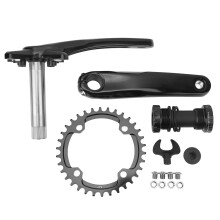 MTB-crankstel van aluminiumlegering met holle, geïntegreerde crankas, single speed crankstel met smal en breed kettingblad, uitmuntend vakmanschap,