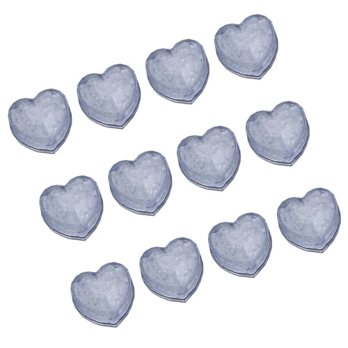 12PCS Flashing Heart Shaped Ice Cubes With Multicolor LED-White
