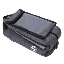 Bolsa frontal para celular de bicicleta com sistema de fixação por velcro, bolsa antiderrapante para guidão, interior impermeável com isolamento